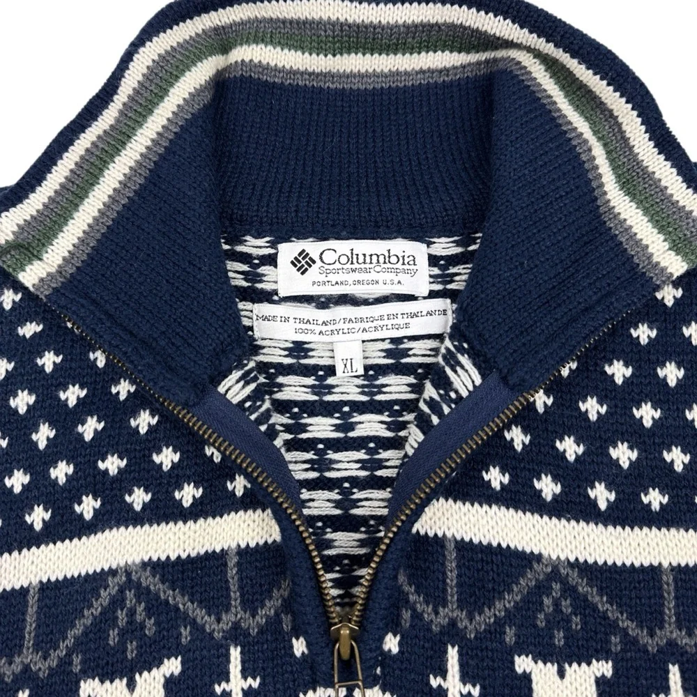 Columbia VTG 90 Sweater Size XL 1/4 Zip Multicolor Geometric Acrylic GrandpaCore